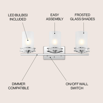 Fairfax Metal/Frosted Glass Contemporary Glam LED Vanity Light